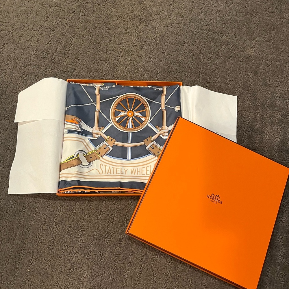 Hermes Vibrant Blue and Orange Scarf